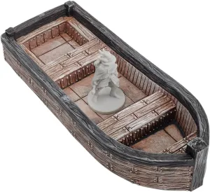 CZYY DND Skiff Miniature Hand-Painted Resin Medieval Row Boat Fantasy Tabletop 28mm RPG Scatter Terrain for Dungeons and Dragons, Wargames, TTRPGs