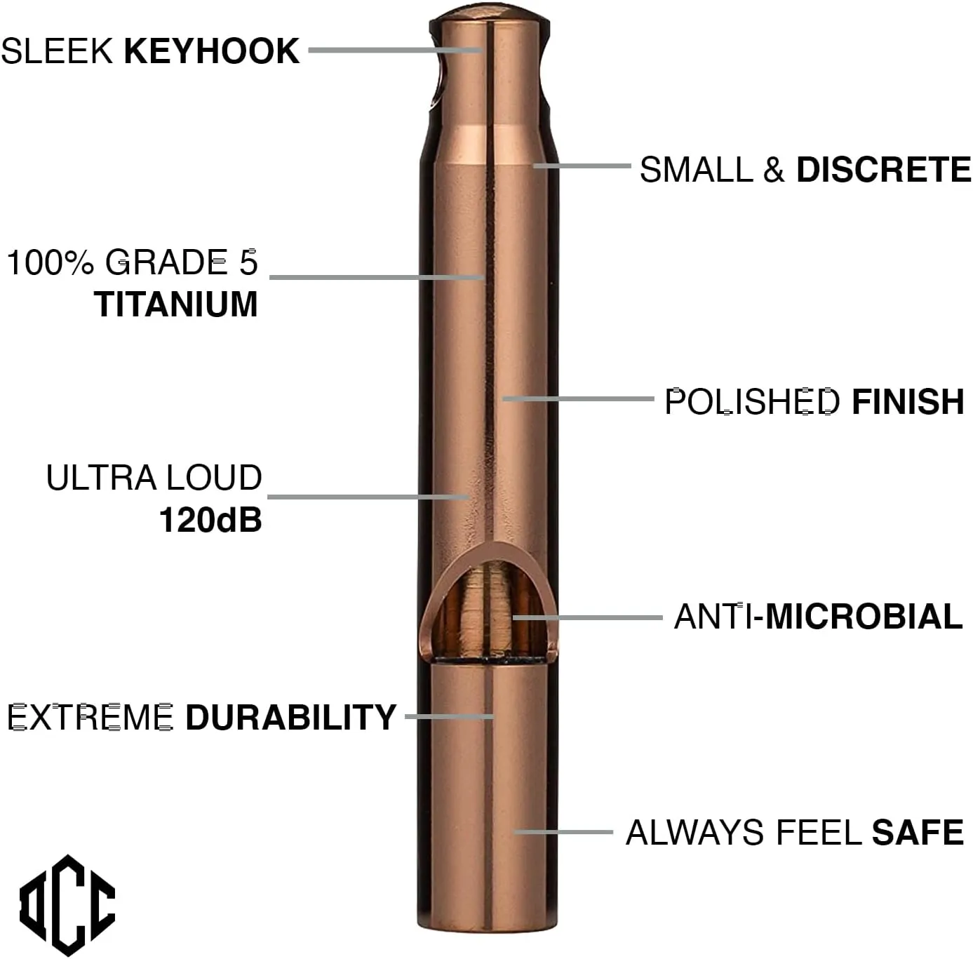DAILYCARRYCO. TiWhistle - Titanium Emergency Whistle (Rose Gold)