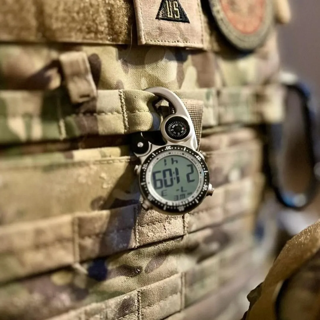 Dakota Digital Backpacker Clip, Fob and Pocket Watch, Alarm, Stopwatch, Timer and Dual Time, Outdoor Gifts for Men and Women, Tactical Digital Watch