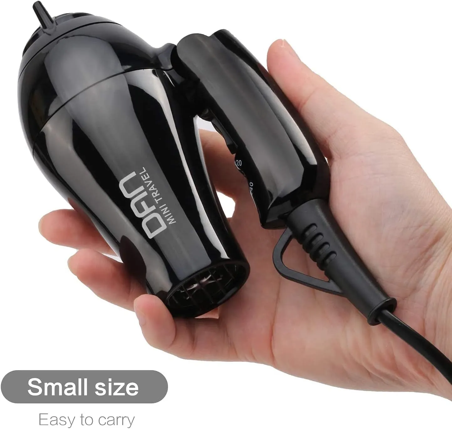Dan Technology Compact Travel & Portable Mini Hair Dryer - Blow Dryer with Concentrator & Diffuser, European Plug