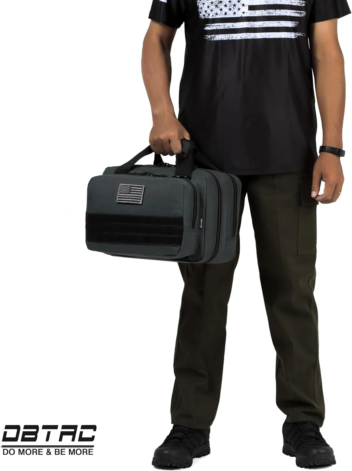DBTAC Gun Case Bag Upgraded Compact | Tactical 3x Pistol Bag Firearm Shooting Case with Lockable Zipper for Shooting Range Outdoor Hunting | Molle Pouch   US Flag Patch   Universal Holster Included
