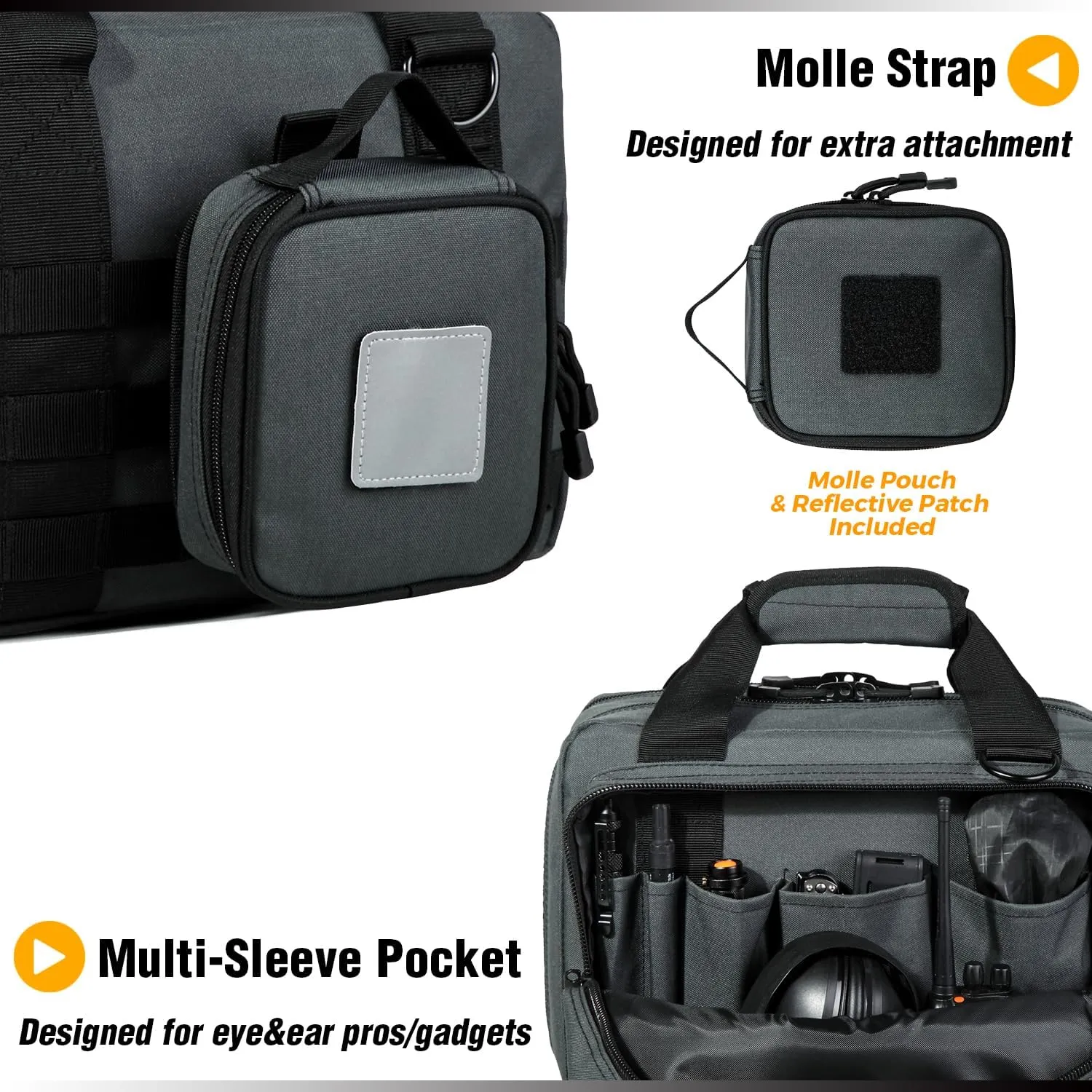 DBTAC Gun Case Bag Upgraded Compact | Tactical 3x Pistol Bag Firearm Shooting Case with Lockable Zipper for Shooting Range Outdoor Hunting | Molle Pouch   US Flag Patch   Universal Holster Included