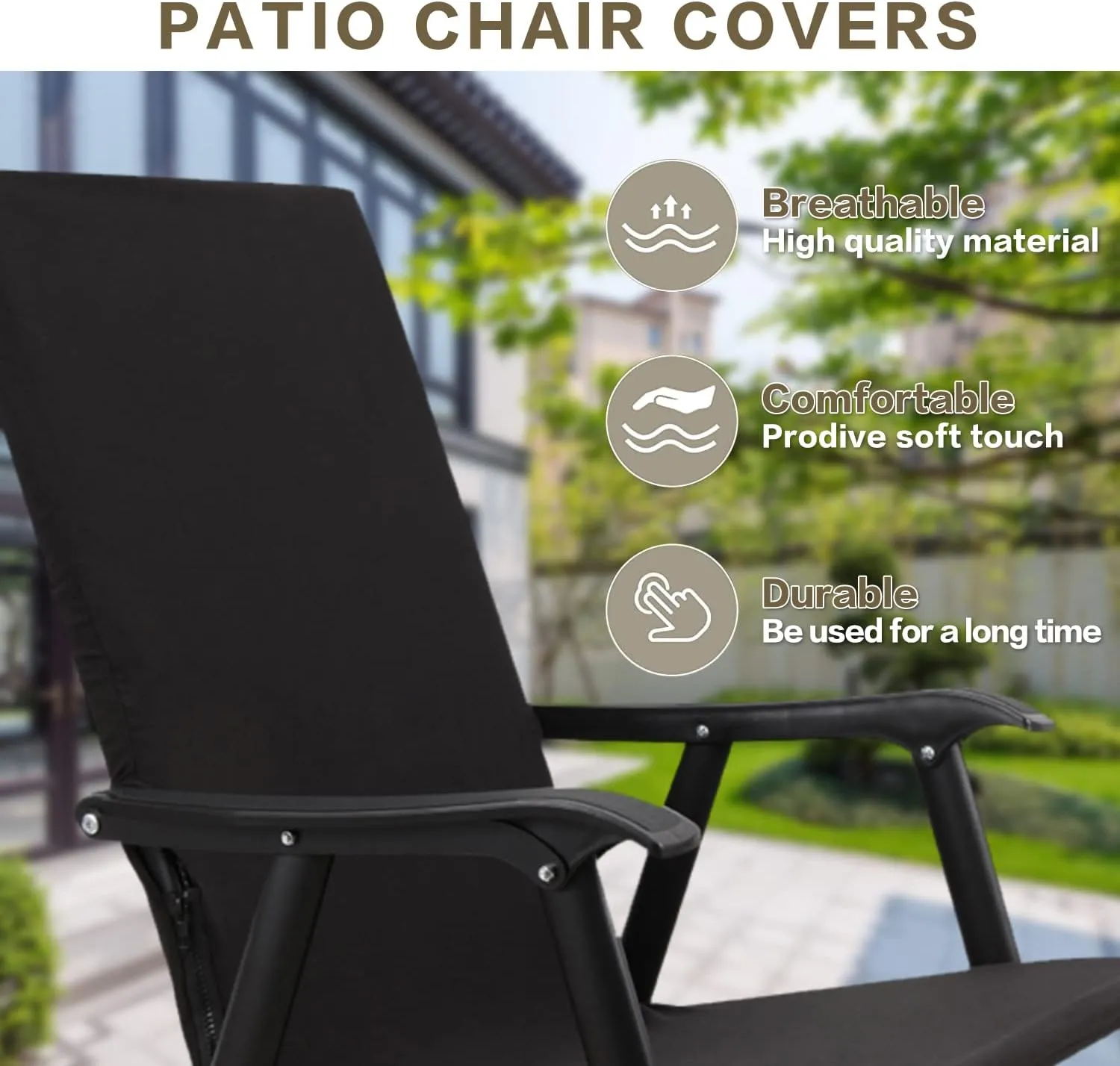 Deisy Dee Patio Dining Chair Covers, Outdoor Steel Sling Folding Chair Covers, Garden Metal Chair Covers (1, Black)