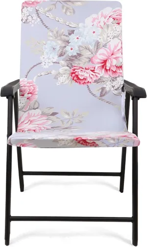 Deisy Dee Patio Dining Chair Covers, Outdoor Steel Sling Folding Chair Covers, Garden Metal Chair Covers (1, Blue Flower 1)