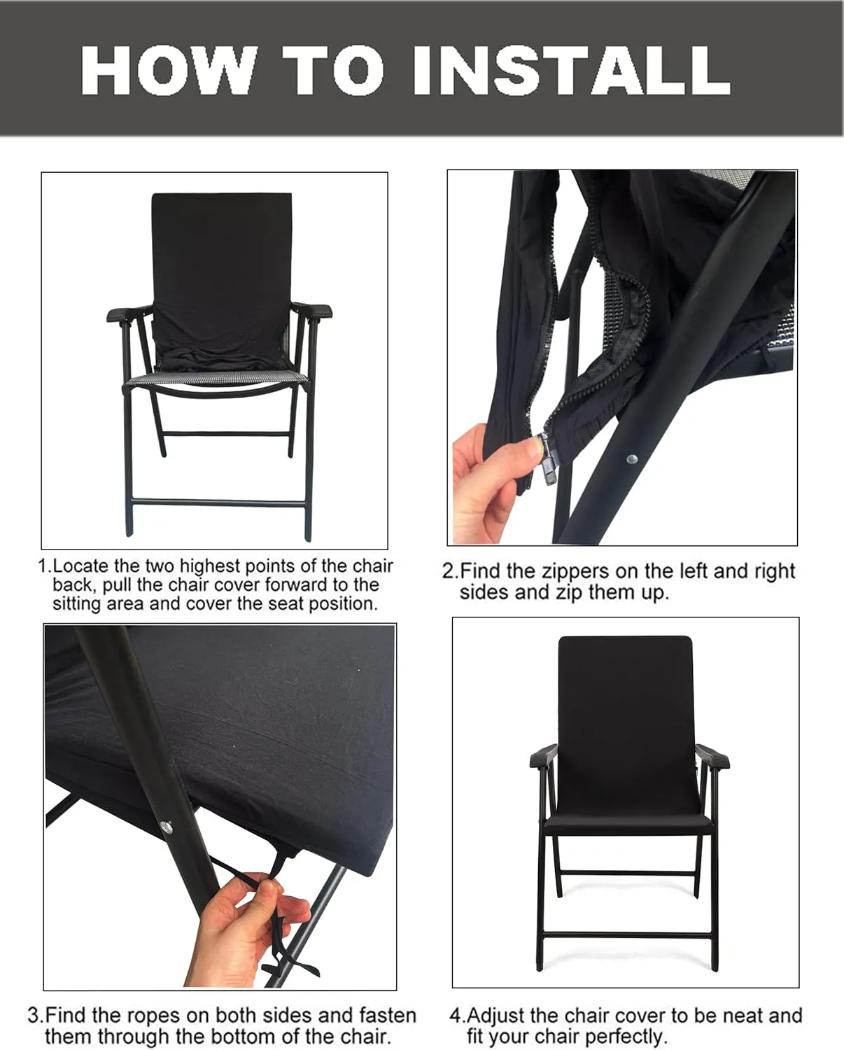Deisy Dee Patio Dining Chair Covers, Outdoor Steel Sling Folding Chair Covers, Garden Metal Chair Covers (1, Green Leaves)