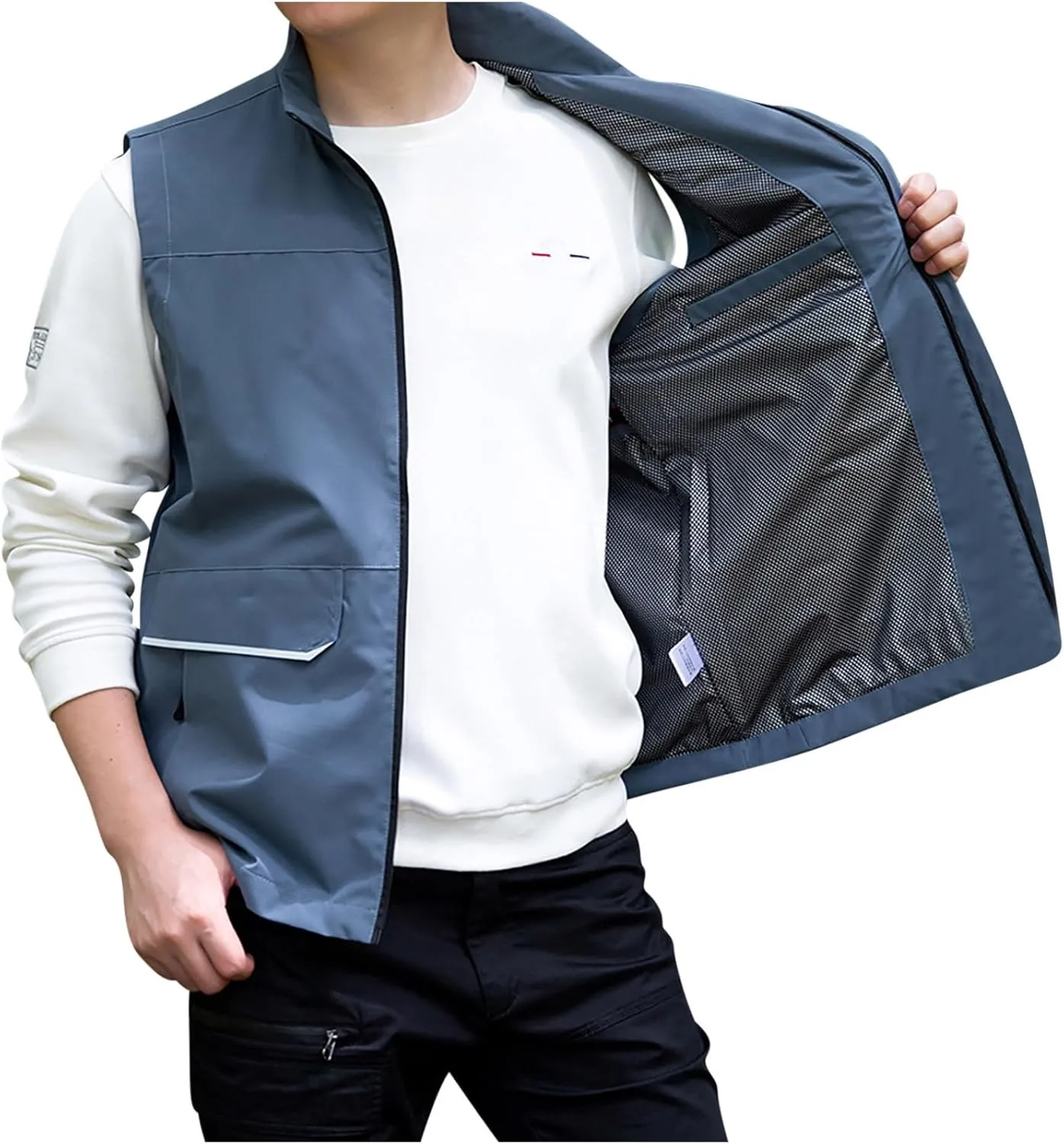 Dgoopd Mesh Utility Vest for Men Sleeveless Lightweight Quick Dry Outdoor Summer Fishing Jacket Vests with Multi Pockets