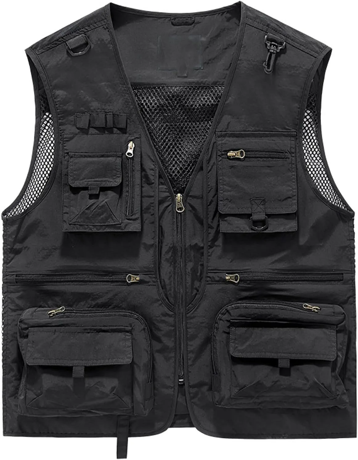 Dgoopd Mesh Utility Vest for Men Sleeveless Lightweight Quick Dry Outdoor Summer Fishing Jacket Vests with Multi Pockets