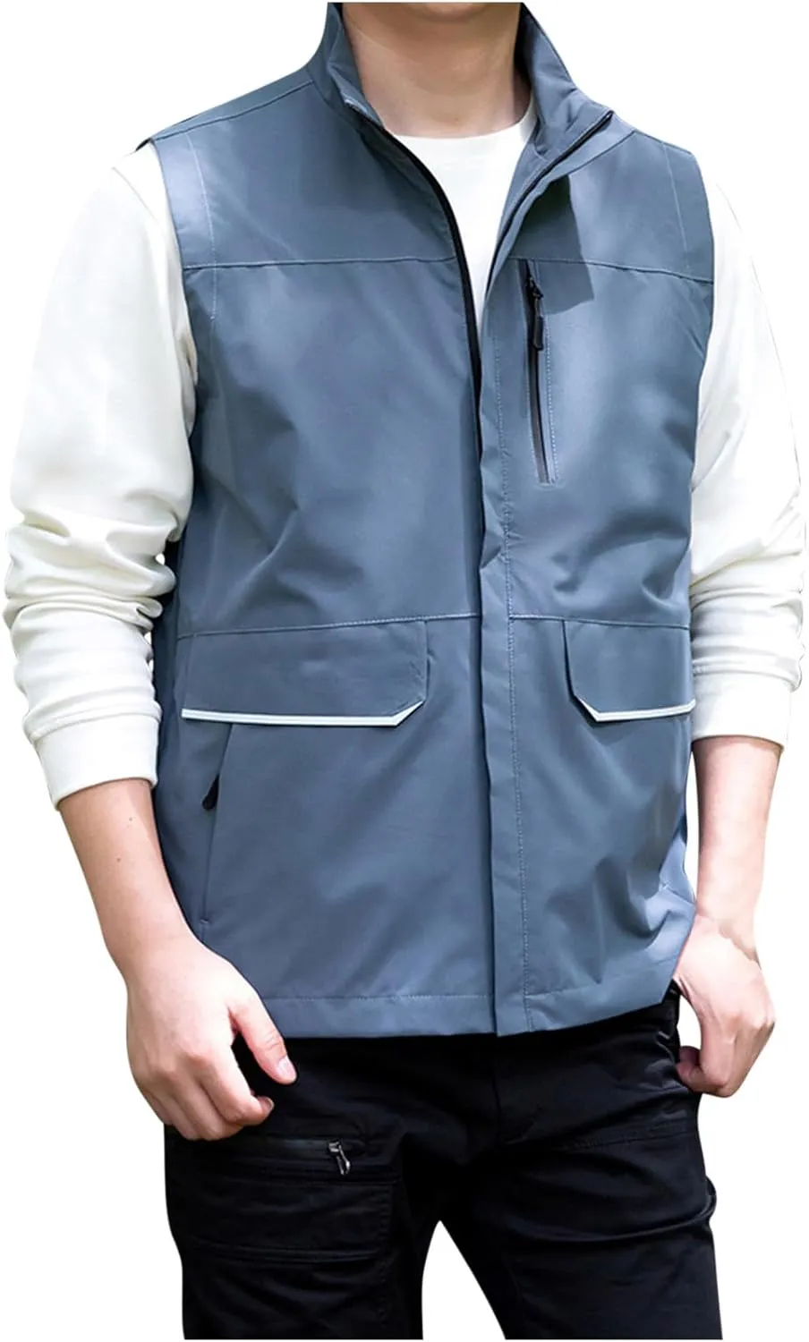 Dgoopd Mesh Utility Vest for Men Sleeveless Lightweight Quick Dry Outdoor Summer Fishing Jacket Vests with Multi Pockets