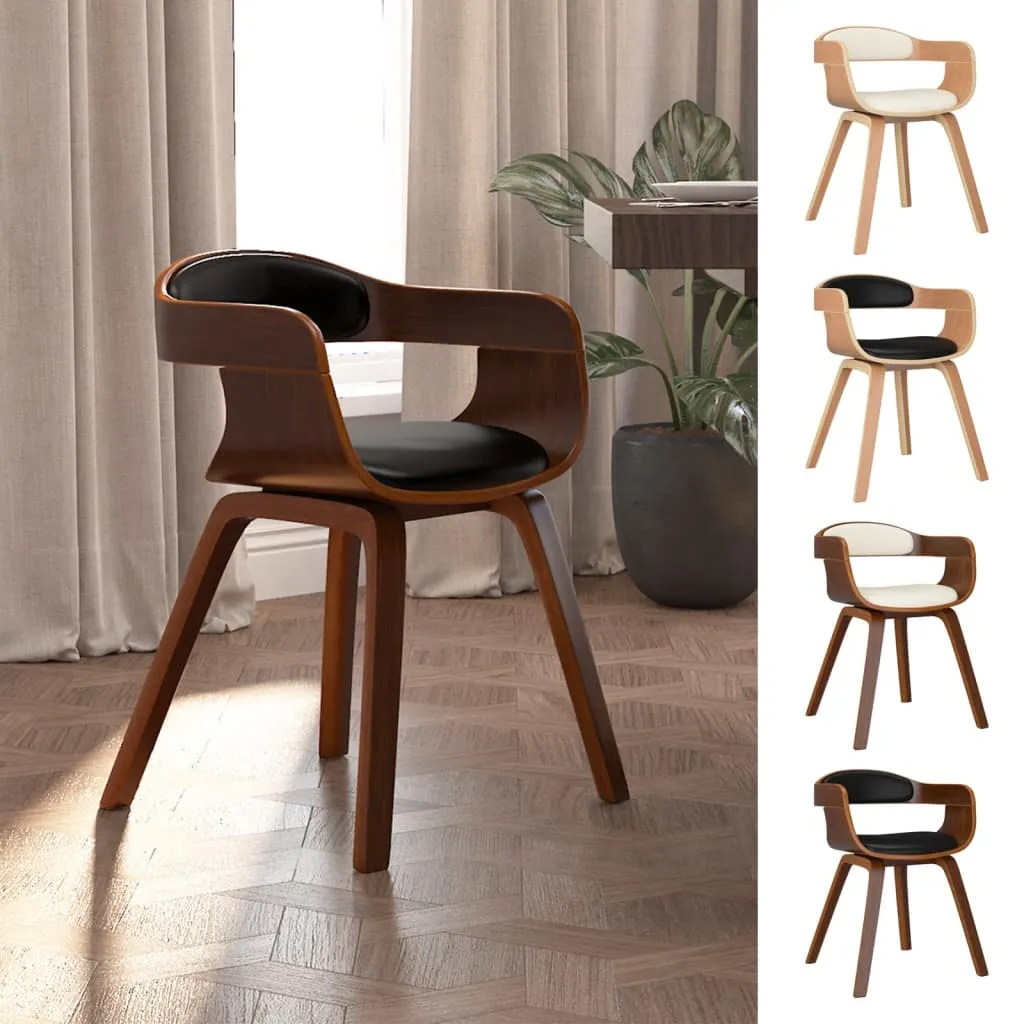 Dining Chair Kitchen Chair with Armrests Bentwood and Faux Leather