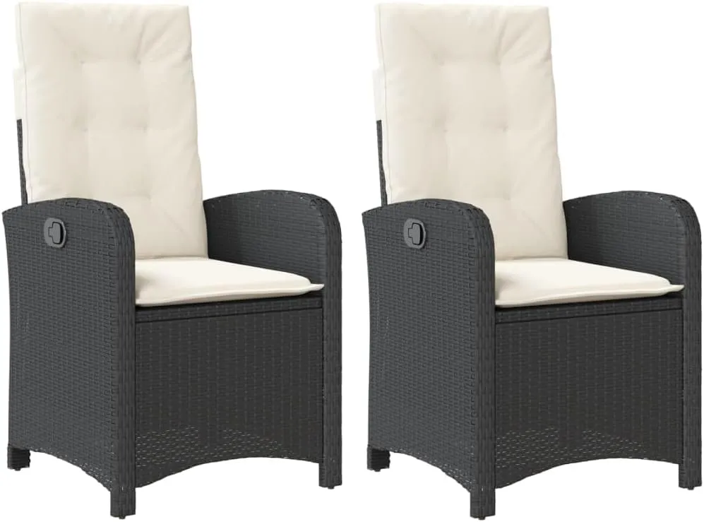 Dinning Chairs Beach Chair Camping Chairs Dining Room Chairs - Reclining Patio Chairs 2 pcs with Cushions Black Poly Rattan for Campsites Outside Beaches Terrace