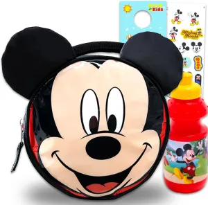 Disney Mickey Mouse Lunch Bag and Water Bottle Set - Bundle Lunch Box, Water Bottle, Stickers, More | Mickey Mouse Lunchbox for Boys, Kids