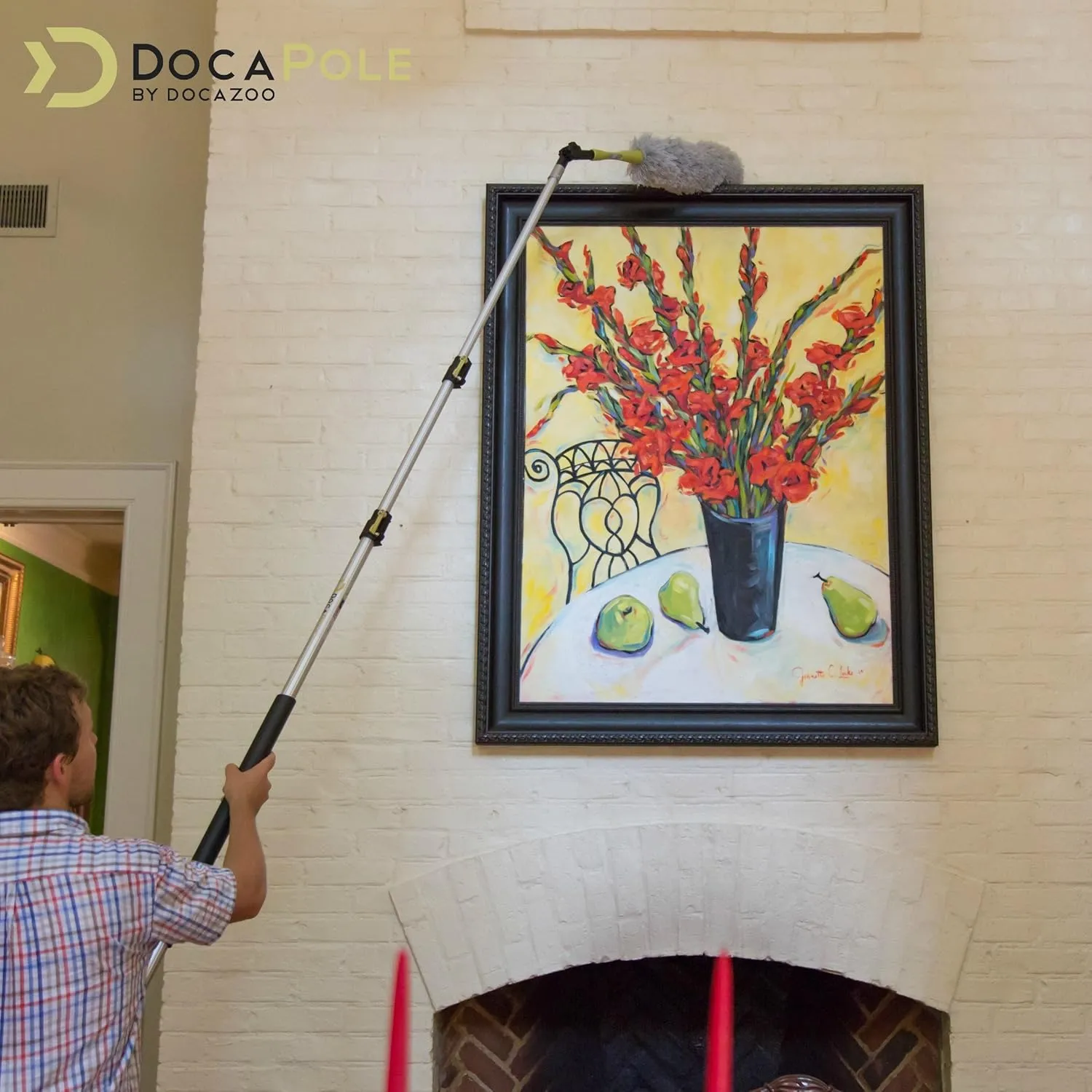 DOCA Telescoping Pole 5-12 Ft - Extension Pole for Cleaning, Feather Duster, Window Washing Kit, Paint Roller, Window Squeegee - High Reach Extendable Kit for Indoor & Outdoor - Duster Kit