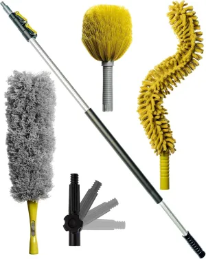 DOCA Telescoping Pole 5-12 Ft - Extension Pole for Cleaning, Feather Duster, Window Washing Kit, Paint Roller, Window Squeegee - High Reach Extendable Kit for Indoor & Outdoor - Duster Kit