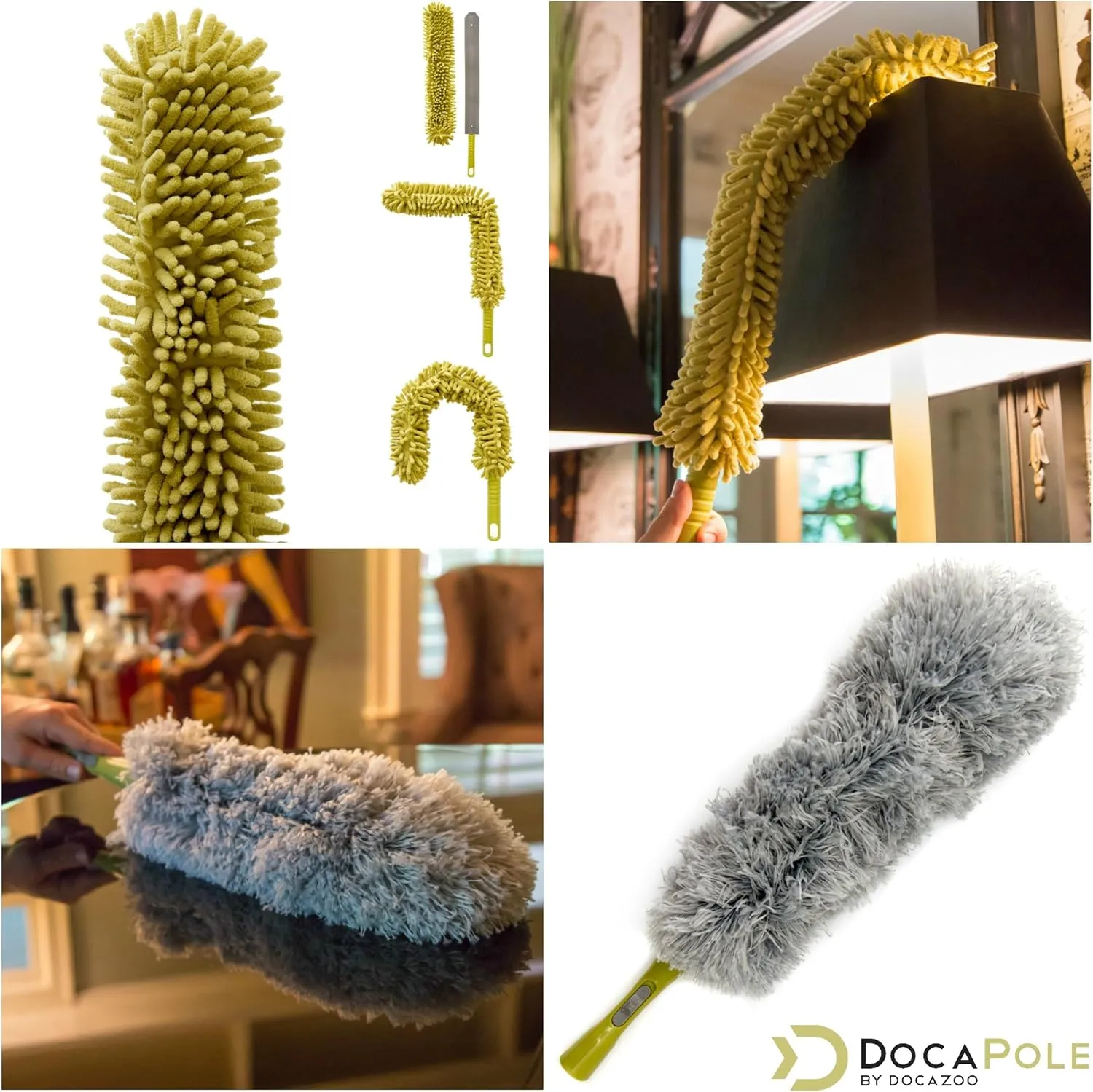 DOCA Telescoping Pole 5-12 Ft - Extension Pole for Cleaning, Feather Duster, Window Washing Kit, Paint Roller, Window Squeegee - High Reach Extendable Kit for Indoor & Outdoor - Duster Kit