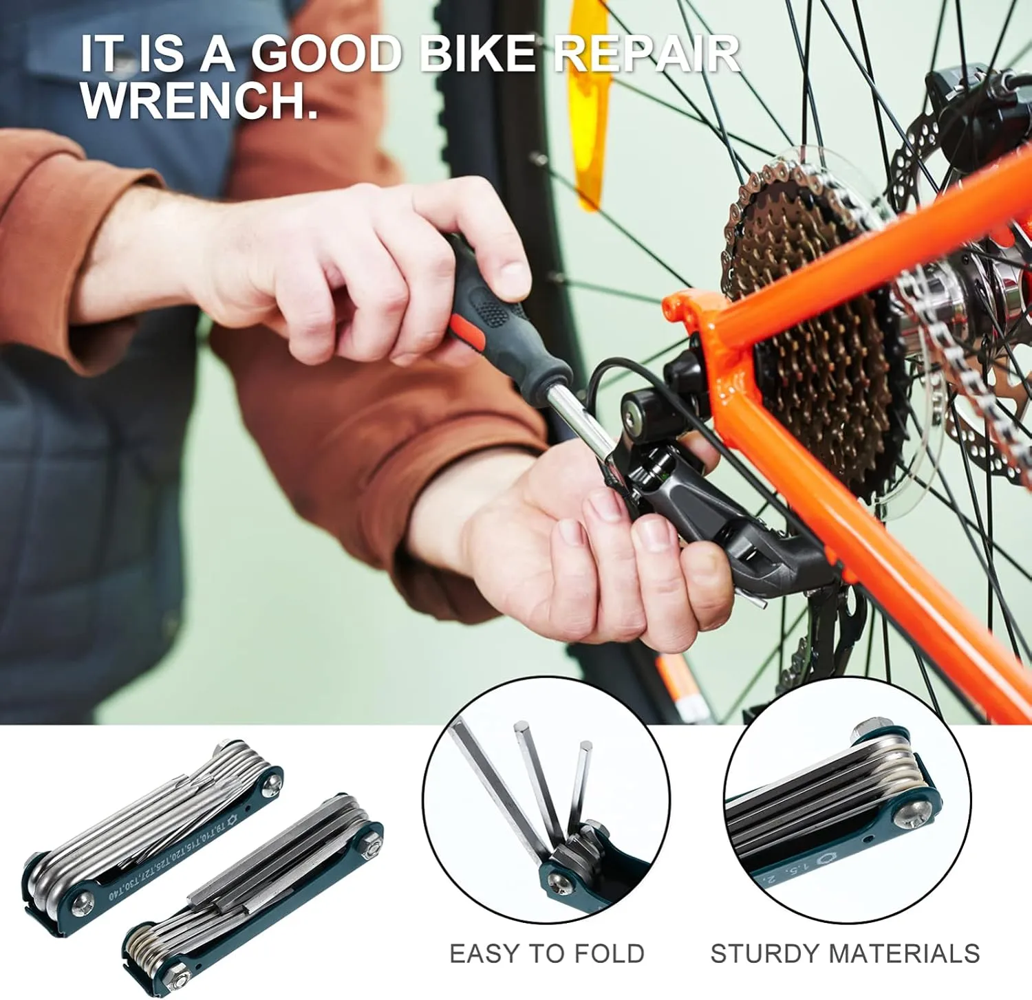DOITOOL 2pcs Folding Hexagon Wrench Hand Tool for Bike Repair and Design for Maintenance Disassembly and Assembly Tasks