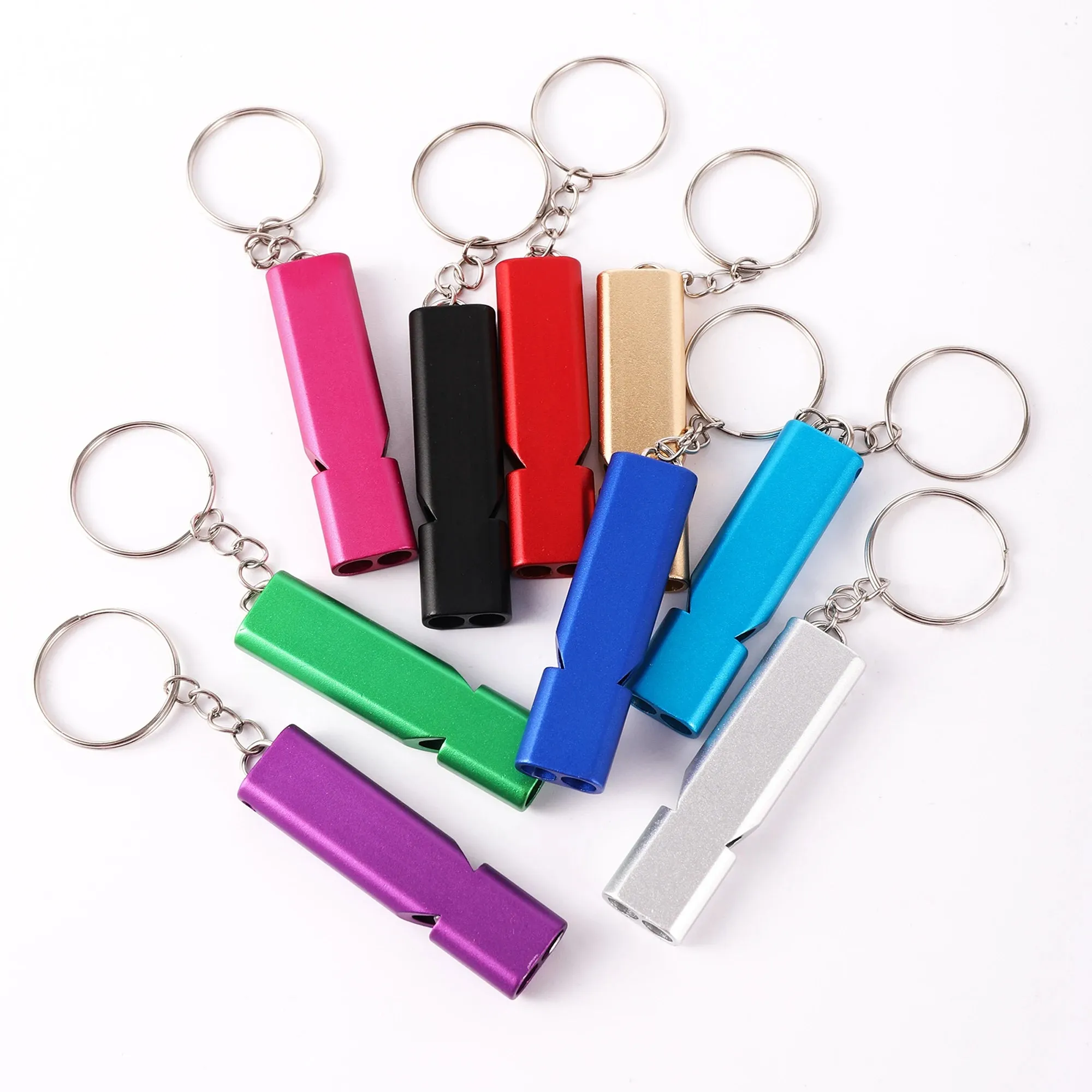 Double-frequency Animal Training Whistle Thickened Aluminum Multi-function Emergency Survival Whistle Outdoor Tool Keychain 1Pc