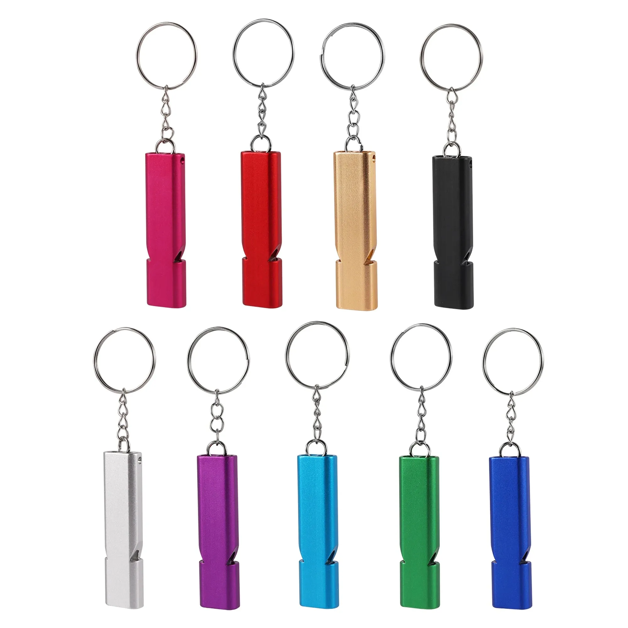 Double-frequency Animal Training Whistle Thickened Aluminum Multi-function Emergency Survival Whistle Outdoor Tool Keychain 1Pc