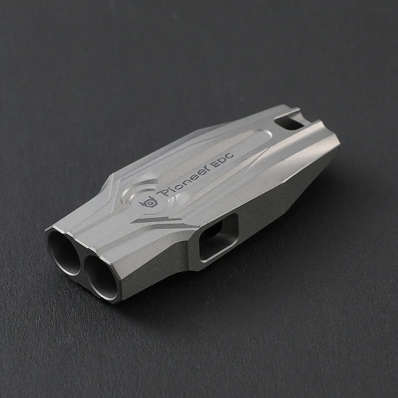Double Tube Outdoor Survival Referee Training Supplies Metal Titanium Alloy Whistle