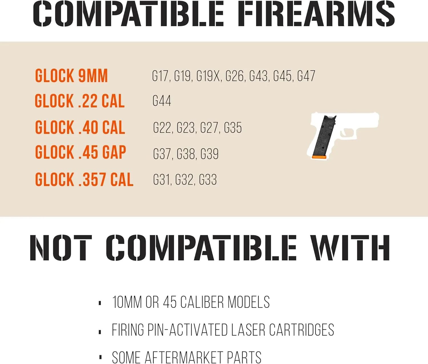 Dry Fire Training Compatible with G17, 19, 22, 23, 26, 27, 31, 32, 33, 34, 35, 37, 38, 39, 44, 45, 47, 49 - Magazine
