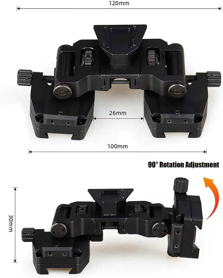 Dual Binocular Bridge Night Vision NVG Mount   AN/PVS-14 J Arm Dovetail Adapter,CNC Aluminum Bridge Arm Assembly,Black