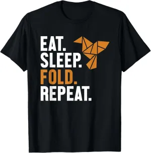 Eat Sleep Fold Repeat Owl Paper Crane Folding Master Origami T-Shirt