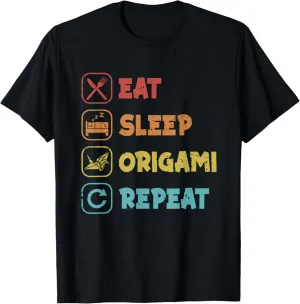 Eat Sleep Origami Repeat Paper Crane Folding Owl Origami T-Shirt