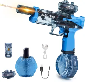 Electric Water Gun for Adults Kids: Most Powerful Squirt Gun, Automatic high Powered Pressure Blaster watergun with Realistic Led Muzzle Flame,28-32 FT Range，Perfect Summer Gift Toys for Age 8-12