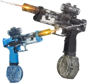 Electric Water Gun for Adults Kids: Most Powerful Squirt Gun, Automatic high Powered Pressure Blaster watergun with Realistic Led Muzzle Flame,28-32 FT Range，Perfect Summer Gift Toys for Age 8-12