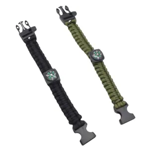 Elite Tactical Paracord Compass & Whistle Survival Bracelet 25cm