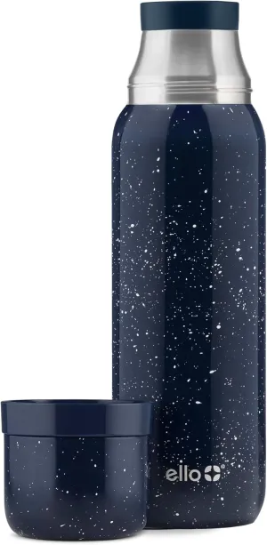 Ello Therma 32oz Insulated Stainless Steel Thermos for Hot & Cold Beverages with Leak Proof Lid & Built-in Cup, Triple Wall Insulation, Hot 24 Hrs, Perfect for Coffee,Tea, Dishwasher Safe, Blue