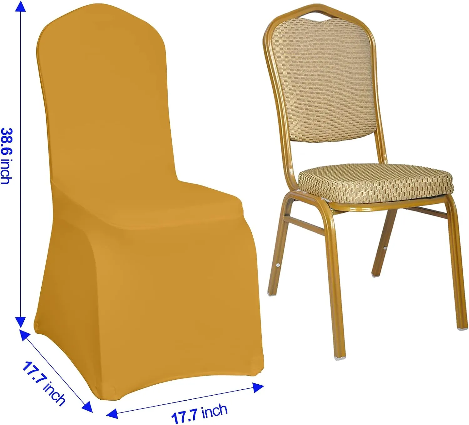 EMART 20PCS Chair Covers, Gold Spandex Seat Covers for Party Wedding Banquet, Universal Standard Stretch Chair Slipcovers Protector