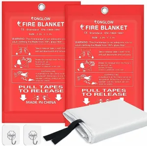 Emergency Fire Blanket, 2Pack Fire Blanket for Home and Kitchen, Fiberglass Fire Extinguisher Blanket, Suppression Flame Retardant Blanket Fire Safety Blanket for Fireplace (2 Pack)