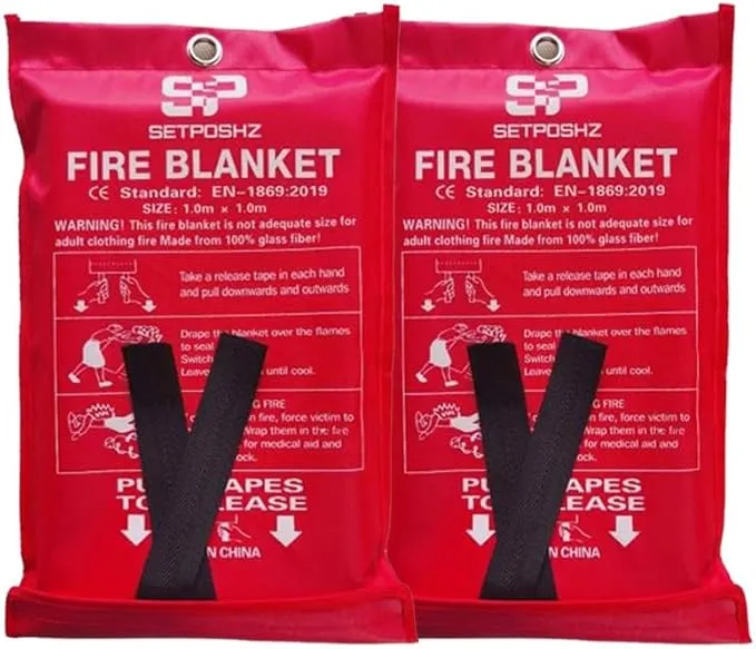 Emergency Fire Blanket Extinguisher Fire Blankets for Home 40" x 40" Fire Blanket to Smother a Kitchen. Fire Blankets are Simple to use by Pulling Down tabs (Pack 2)