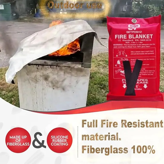 Emergency Fire Blanket Extinguisher Fire Blankets for Home 40" x 40" Fire Blanket to Smother a Kitchen. Fire Blankets are Simple to use by Pulling Down tabs (Pack 2)