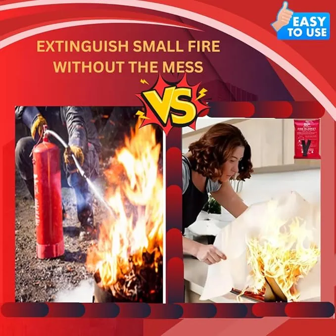 Emergency Fire Blanket Extinguisher Fire Blankets for Home 40" x 40" Fire Blanket to Smother a Kitchen. Fire Blankets are Simple to use by Pulling Down tabs (Pack 2)