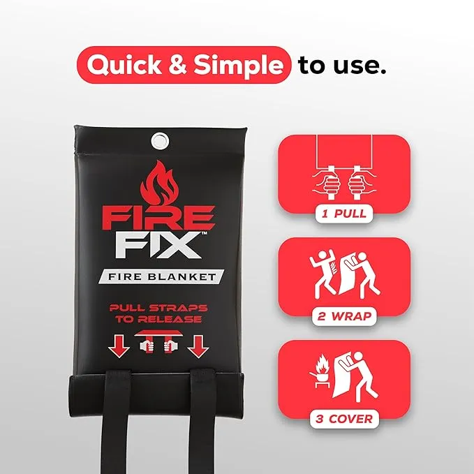 Emergency Fire Blanket for Home & Kitchen | 4-Pack   Mount | Fire Extinguisher for Camping Gear, Car Safety, Hiking, Survival Kit & Welding | Flame Retardant Preparedness Supplies 39" x 39"