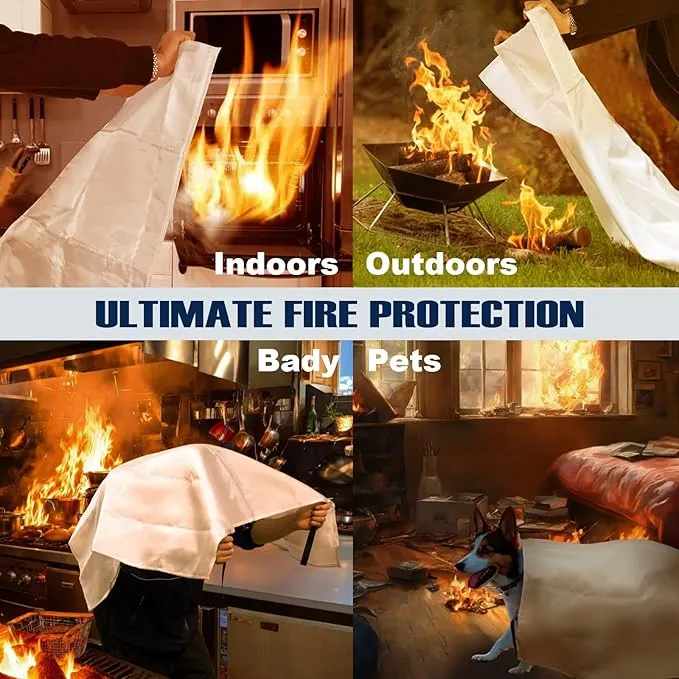 Emergency Fire Blanket for Home and Kitchen - 40"x40" Flame Suppression Fiberglass Fire Blankets for House Camping Car Office Warehouse Emergency Survival Safety (Red 2 Pack)