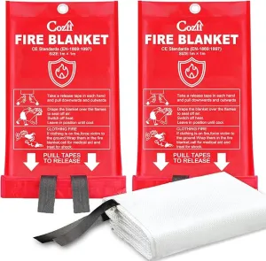 Emergency Fire Blanket for Home and Kitchen - 40"x40" Flame Suppression Fiberglass Fire Blankets for House Camping Car Office Warehouse Emergency Survival Safety (Red 2 Pack)