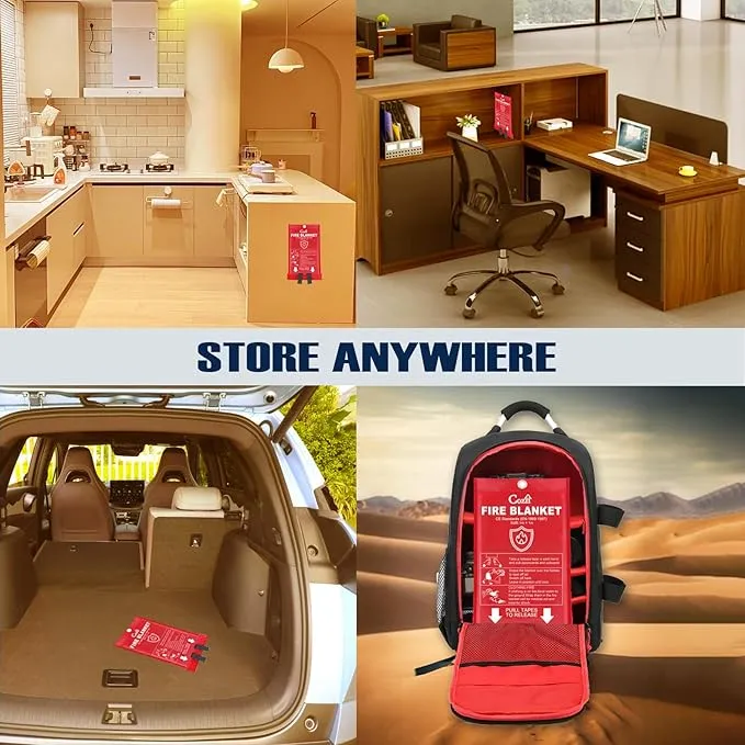 Emergency Fire Blanket for Home and Kitchen - 40"x40" Flame Suppression Fiberglass Fire Blankets for House Camping Car Office Warehouse Emergency Survival Safety (Red 2 Pack)
