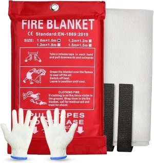 Emergency Fire Blanket for Home and Kitchen, 40"x40" Flame Suppression Fiberglass Fire Retardant Blankets for House Camping Grill Car Office Warehouse Emergency Survival Safety