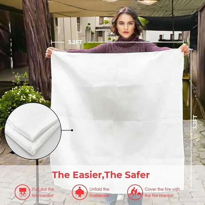 Emergency Fire Blanket for Home and Kitchen, 40"x40" Flame Suppression Fiberglass Fire Retardant Blankets for House Camping Grill Car Office Warehouse Emergency Survival Safety