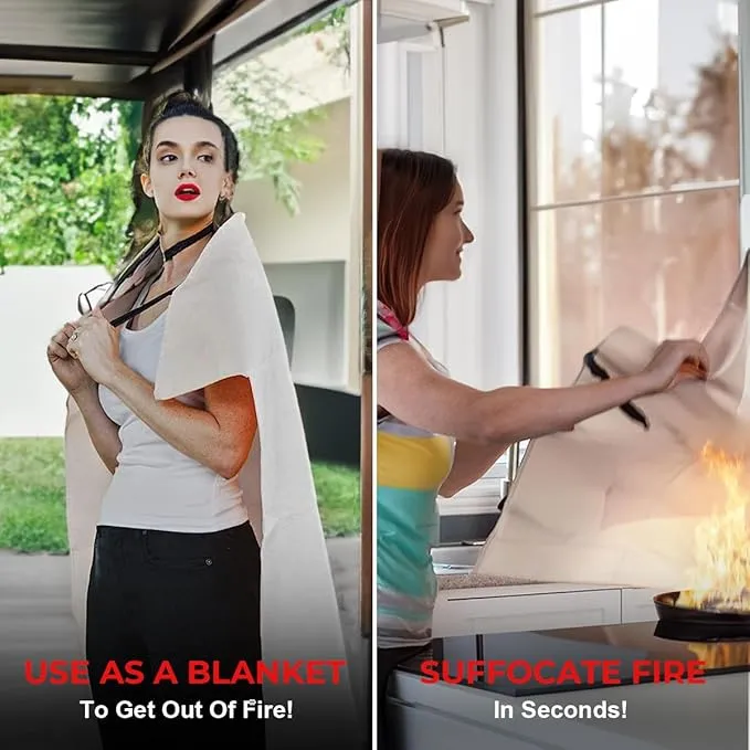 Emergency Fire Blanket for Home and Kitchen, 40"x40" Flame Suppression Fiberglass Fire Retardant Blankets for House Camping Grill Car Office Warehouse Emergency Survival Safety