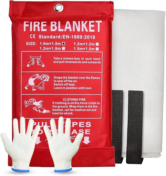 Emergency Fire Blanket for Home and Kitchen, 40"x40" Flame Suppression Fiberglass Fire Retardant Blankets for House Camping Grill Car Office Warehouse Emergency Survival Safety