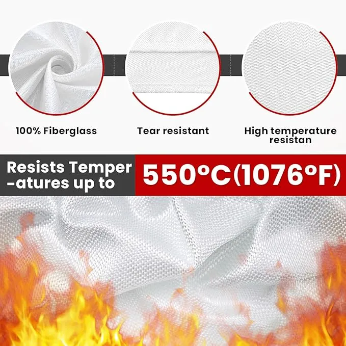 Emergency Fire Blanket for Home,4 Pack Fire Suppression Blanket for Kitchen House Cooking Office Camping, Fiberglass Flame Retardant Blanket, Fire Safety Blanket, 39.3 * 39.3” with Hooks