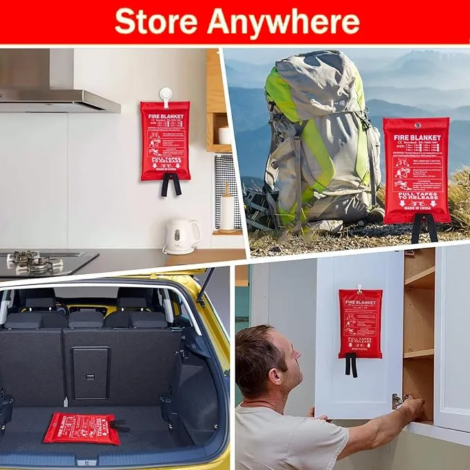 Emergency Fire Blanket for Kitchen, 40"x40" Fiberglass Fire Suppression Blanket-Flame Retardant Blanket Fire Safety Blanket for House Camping Car Office Warehouse Emergency Survival Safety (1pack)