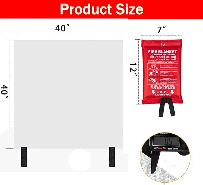 Emergency Fire Blanket for Kitchen, 40"x40" Fiberglass Fire Suppression Blanket-Flame Retardant Blanket Fire Safety Blanket for House Camping Car Office Warehouse Emergency Survival Safety (1pack)