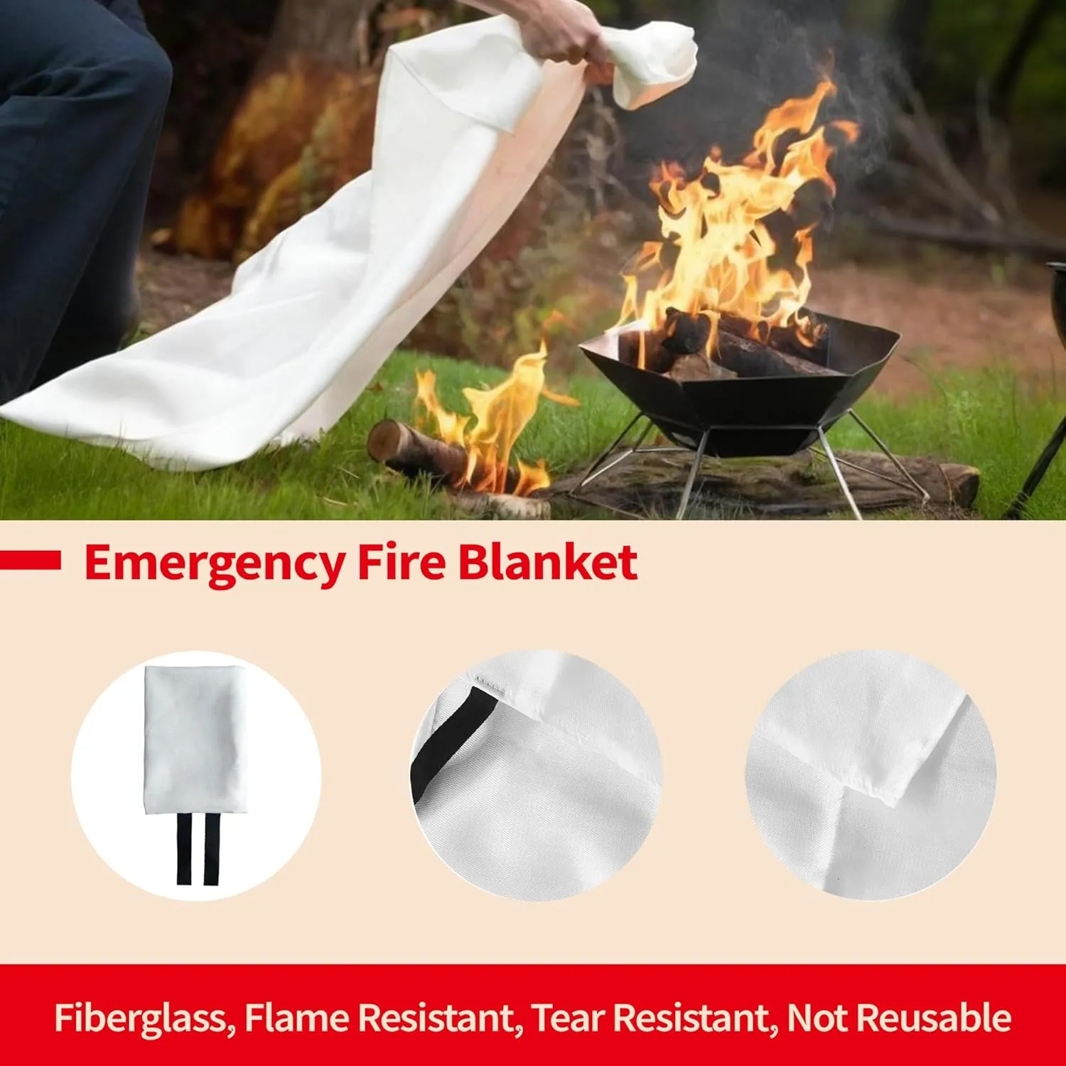 Emergency Fire Blanket,4 Pack,40"x40" Fire Blankets for Home and Kitchen