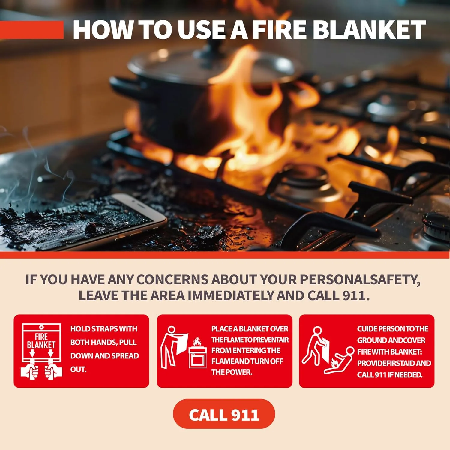 Emergency Fire Blanket,4 Pack,40"x40" Fire Blankets for Home and Kitchen