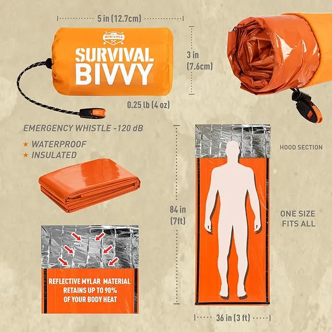 Emergency Survival Bivvy, Sleeping Bag, Hiking Essentials, Bivy Sack, Outdoor Gear and Equipment, Camping Accessories.