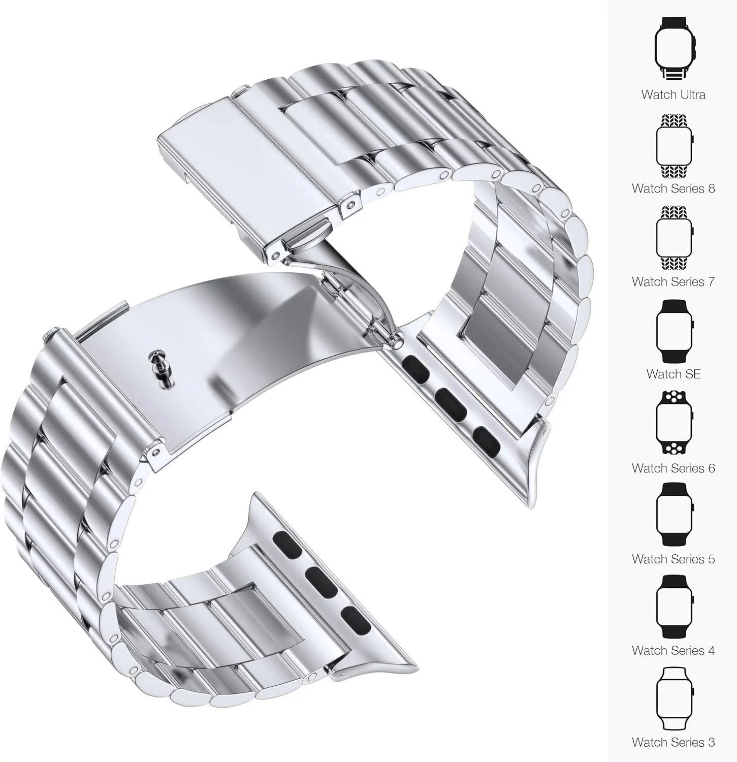 EPULY Compatible with Apple Watch Band 49mm 45mm 44mm 42mm 41mm 40mm 38mm, Business Stainless Steel Metal Watchband for iWatch Band Series 9, Ultra 2, SE, Ultra Series 8 7 6 5 4 3 2 1 Men & Women
